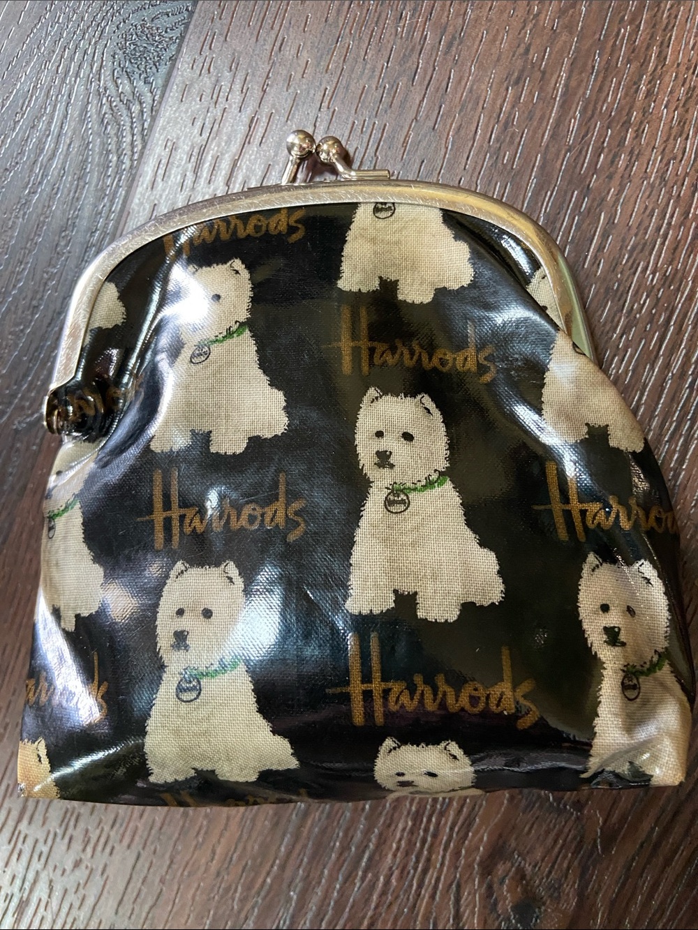 Harrods Black Coin Purse with White Westie Motif
